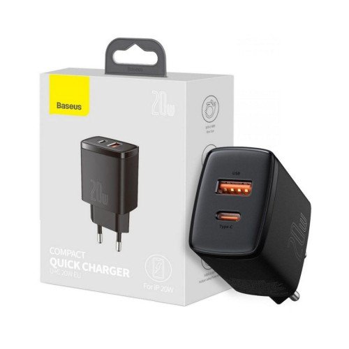 Cargador USB + Tipo C 20W Baseus CCXJ-B01 Negroc